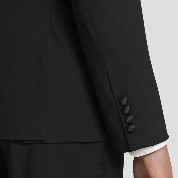 NEW Egara Skinny Fit Satin Peak Lapel Black Tuxedo Jacket 40 REGULAR 40R - Picture 6 of 8